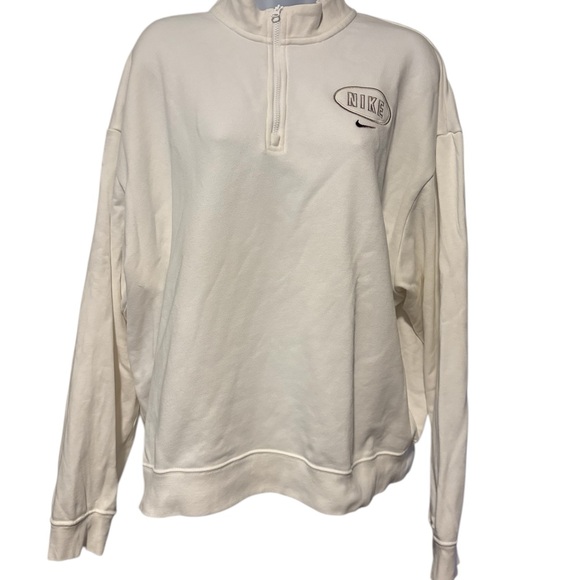 Women’s Nike 1/4 Zip Mock Neck Pullover Sweatshirt White XL - Picture 1 of 7